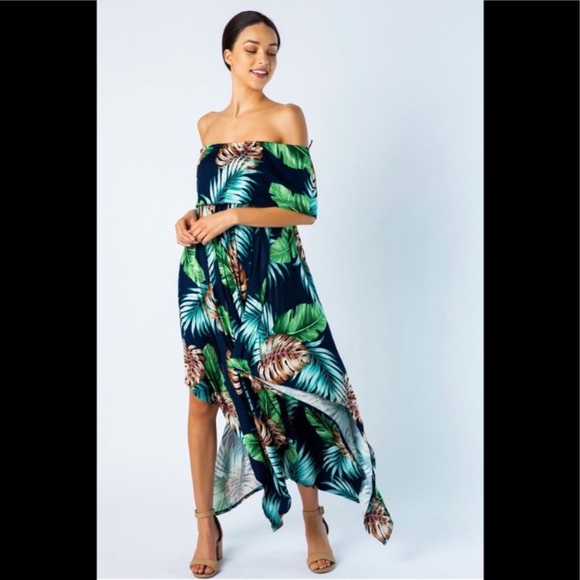 Love in | Dresses | Beautiful Palms Asymmetric Swing Dress | Poshmark